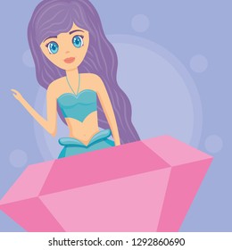 Cute mermaid icon 