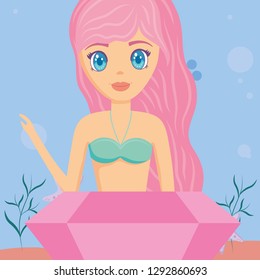 Cute mermaid icon 