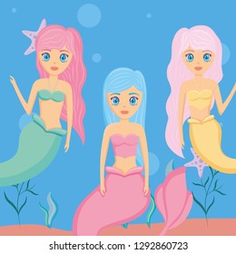 Cute mermaid icon 