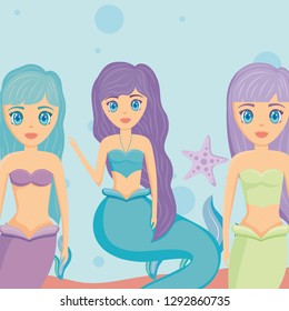 Cute mermaid icon 