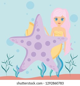Cute mermaid icon 