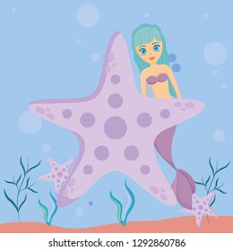 Cute mermaid icon 