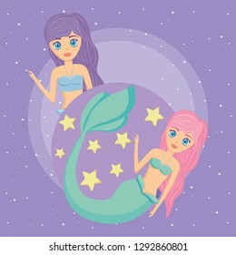 Cute mermaid icon 