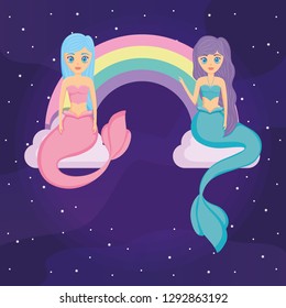 Cute mermaid icon 