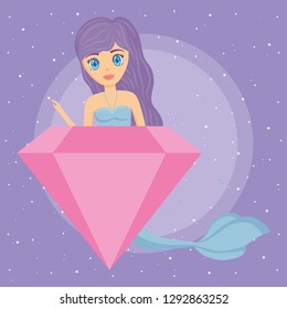 Cute mermaid icon 