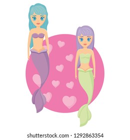 Cute mermaid icon 