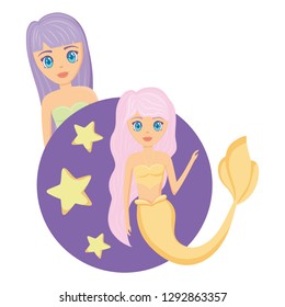 Cute mermaid icon 