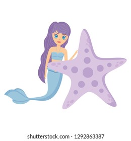 Cute mermaid icon 