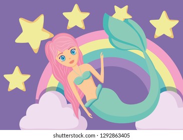 Cute mermaid icon 