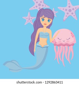 Cute mermaid icon 