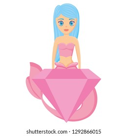 Cute mermaid icon 