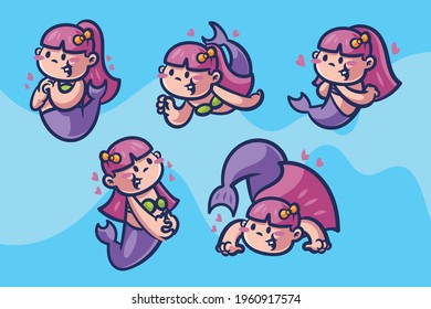 cute mermaid illustration. file vector editable