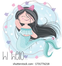 Cute mermaid illustration for kids