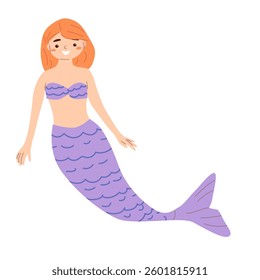 Cute mermaid isolated. Creative childish underwater creature. Great for fabric, textile. Vector Illustration in pastel colors.