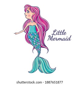 Cute mermaid for kids fashion artworks, children books, greeting cards.