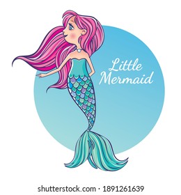 Cute mermaid for kids fashion artworks, children books, greeting cards.