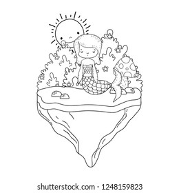 cute mermaid in the landscape