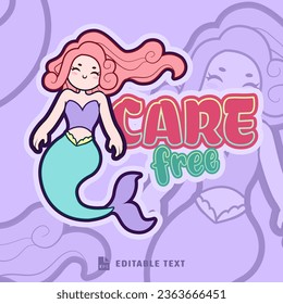 Cute Mermaid Logo Cartoon Mascot