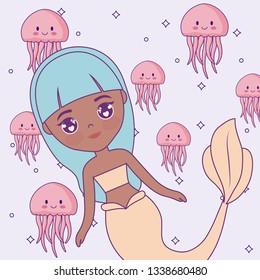 cute mermaid with octopuses