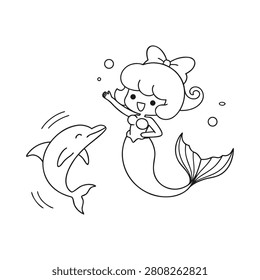 Cute mermaid princess playing