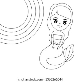 cute mermaid with rainbow
