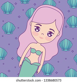 cute mermaid with seashell