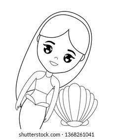 cute mermaid with seashell