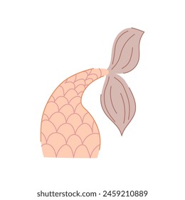 cute mermaid tail cartoon. fin water, scale shell, logo doodle cute mermaid tail sign. isolated symbol vector illustration