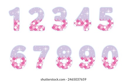 Cute mermaid theme number clipart