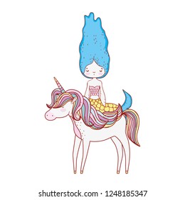 cute mermaid with unicorn characters