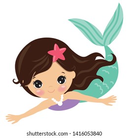 Cute mermaid vector cartoon illustration