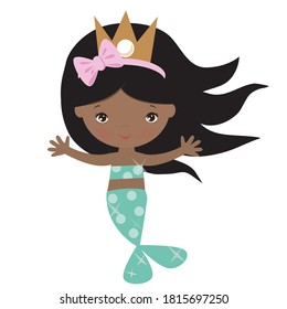 Cute mermaid vector cartoon illustration. Sea princess.