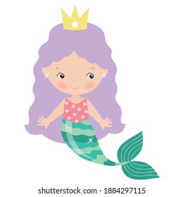 Cute mermaid vector cartoon illustration