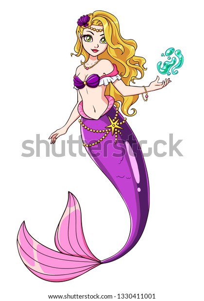 Cute Mermaid Vector Design Girl Blonde Stock Vector Royalty Free