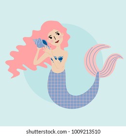 Cute mermaid vector illustration