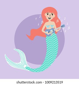 Ilustración vectorial de sirena cuta