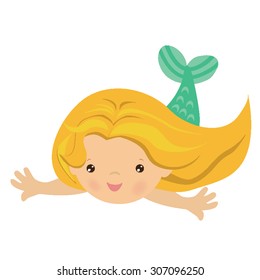 Cute mermaid vector illustration