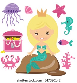 Cute mermaid vector illustration