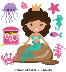 Cute mermaid vector illustration