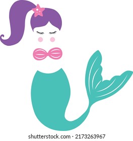 Cute mermaid vector illustration for kids fasihon artwork, kids books, t-shirt prints, greeting cards.