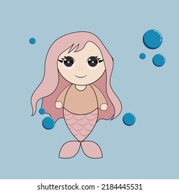 Cute mermaid vector illustration for kids fashion artworks, children books, greeting cards