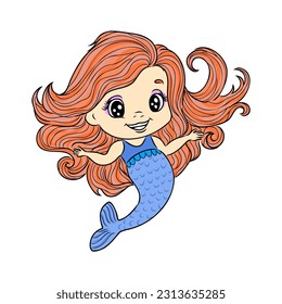 Cute mermaid, vector illustration. Illustration for kids fashion artworks, children books, greeting cards, t-shirt prints, wallpapers.