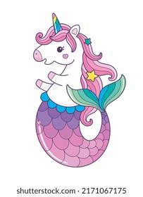 cute mermaidcorn unicorn mermaid illustration