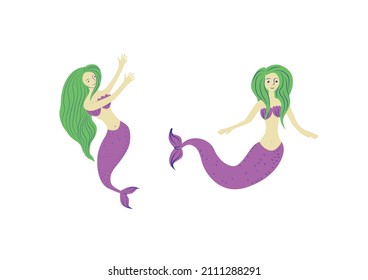 Cute mermaids clipart vector illustration