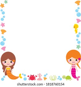 Cute Mermaids Theme Under The Sea Frame