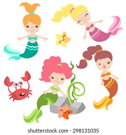 Cute mermaids vector illustration