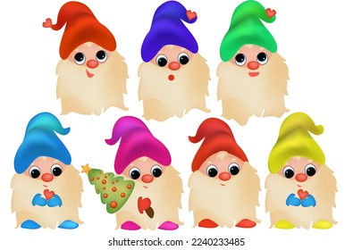 Fröhliche Weihnachten kreative, moderne Gnome Figuren Design Illustration Baby santa