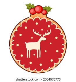 Cute merry christmas gingerbread. Vector stock illustration.