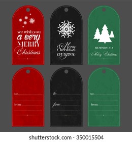Cute Merry Christmas greeting card set. Flat design