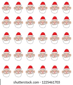 Cute Merry Christmas Santa Claus Pattern White Background